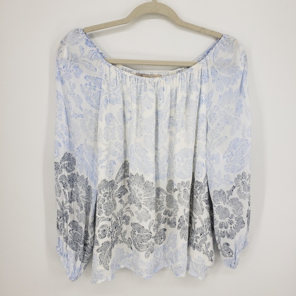 Loft Floral Ombre Blouse Sz L - Picture 2 of 8